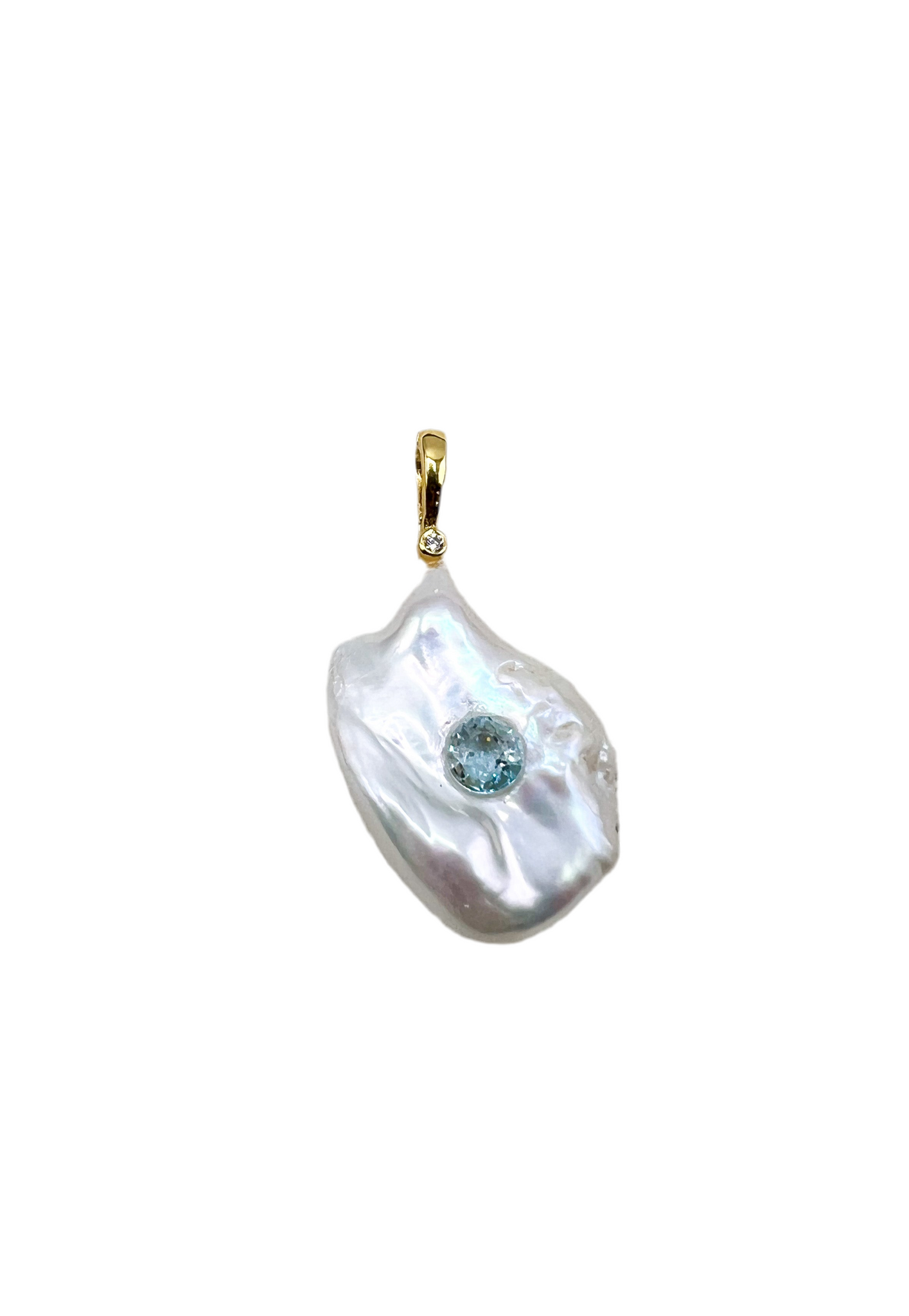 Pearl and blue zircon pendant