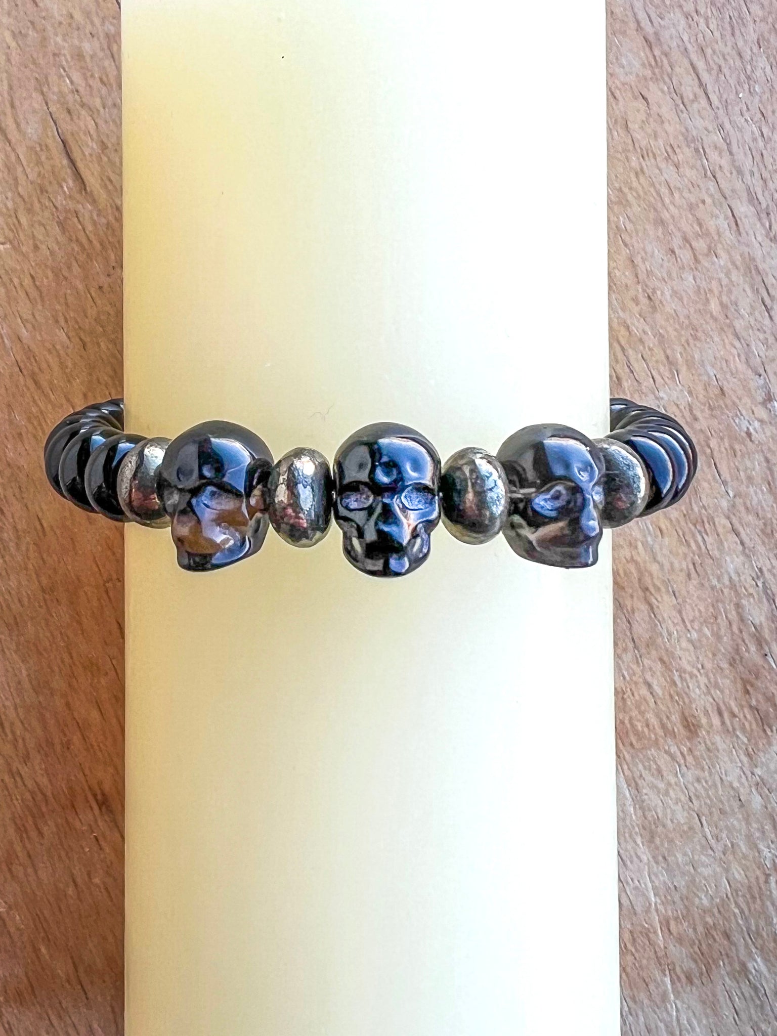 Onyx and pyrite bracelet