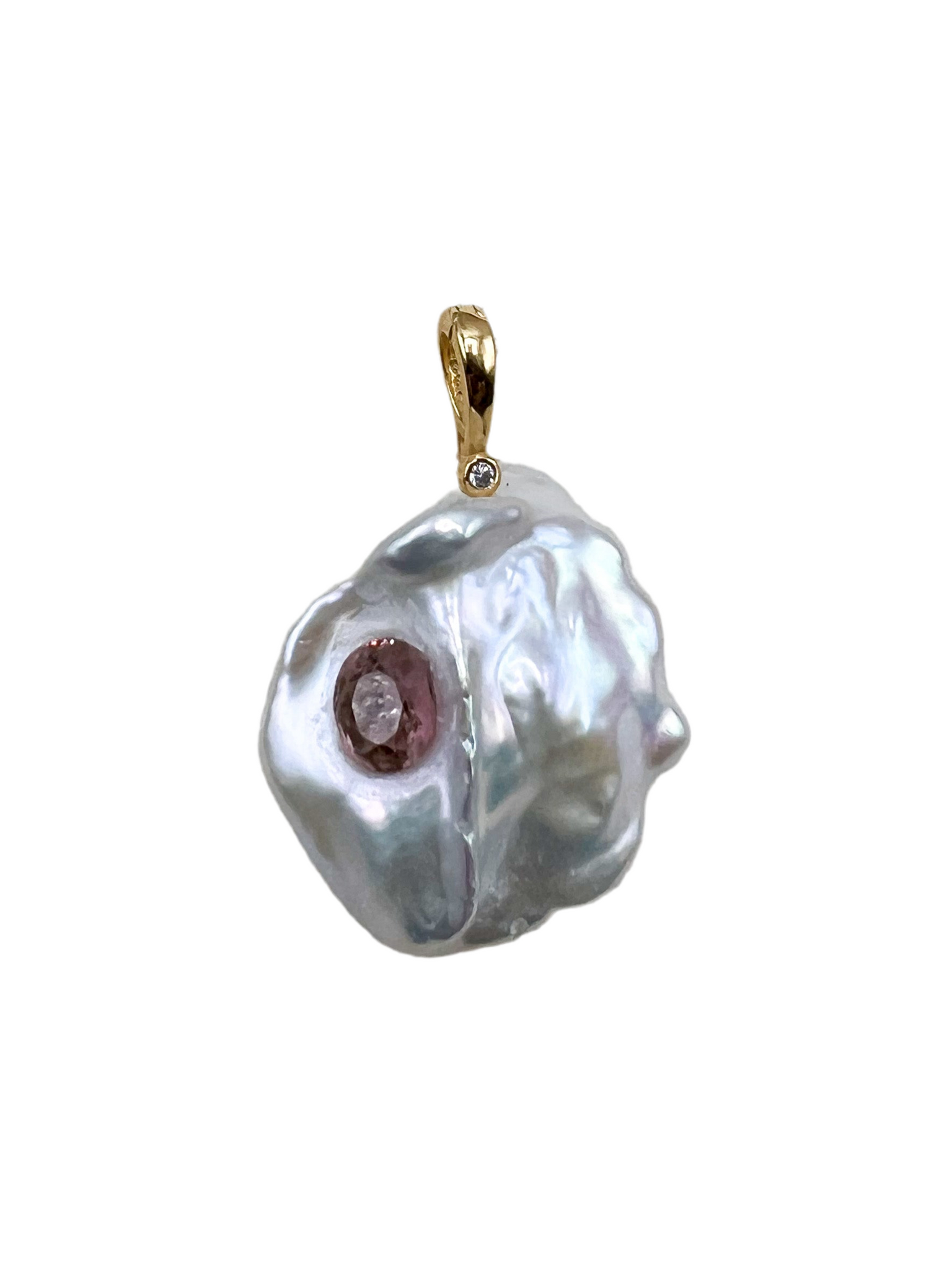 Pearl and morganite pendant