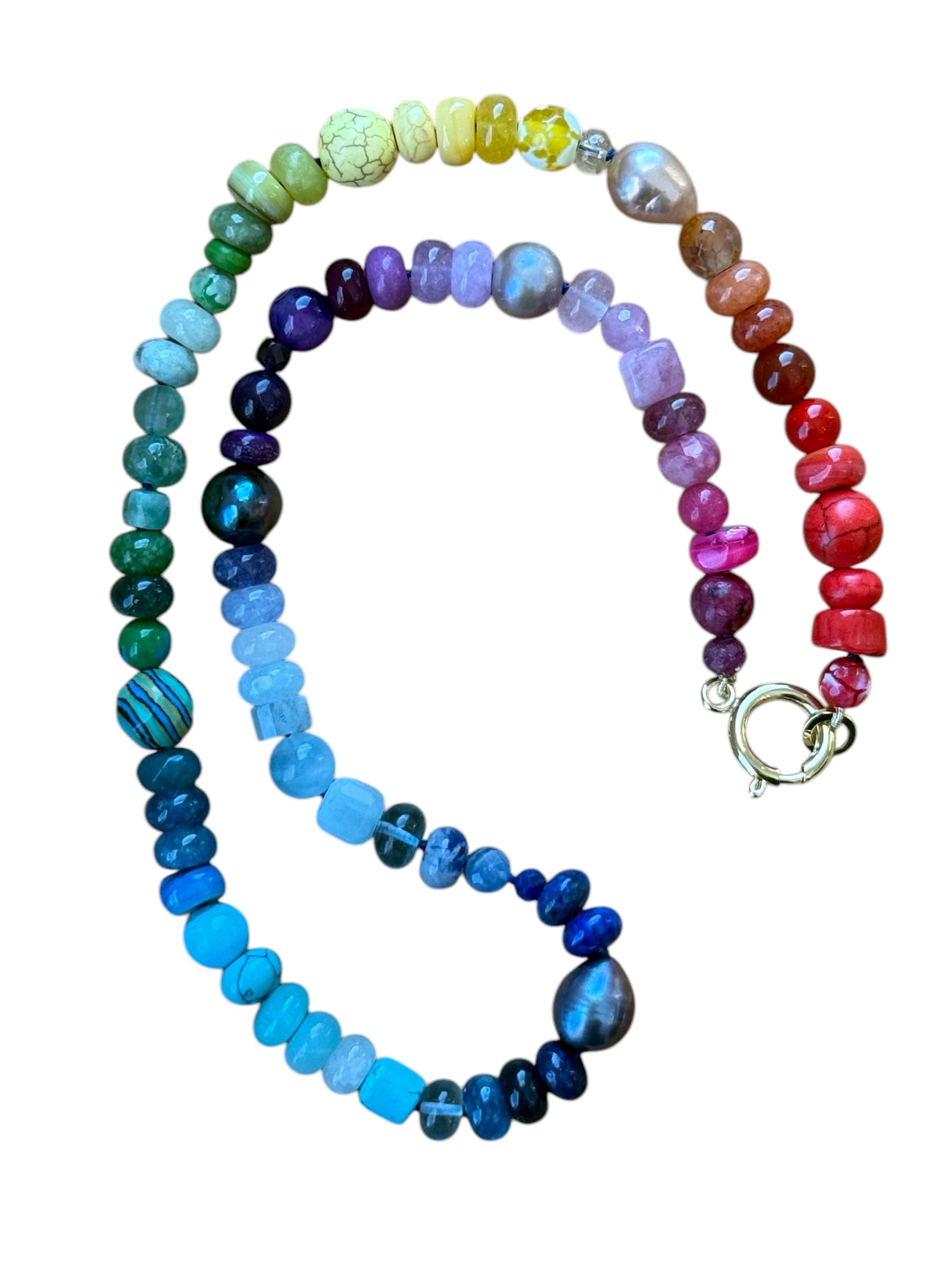 Rainbow gemstone mashup necklace